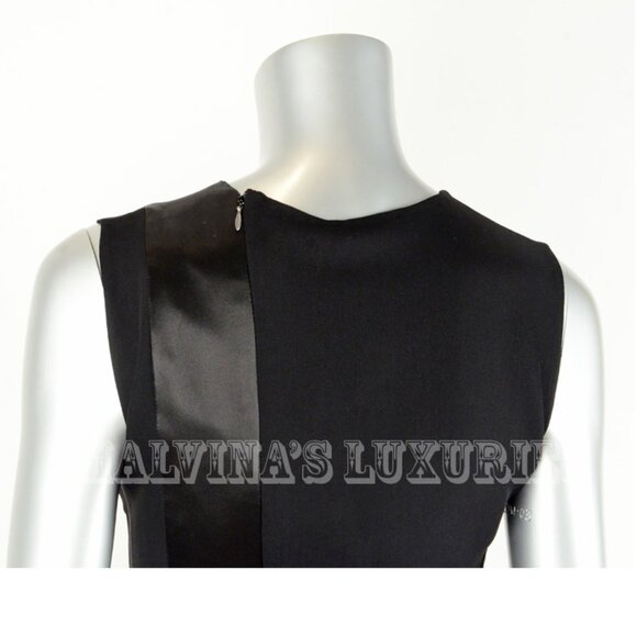 NARCISO RODRIGUEZ DRESS BLACK WOOL & SILK PANELED DESIGN sz IT 42 US 6 - Picture 4 of 8